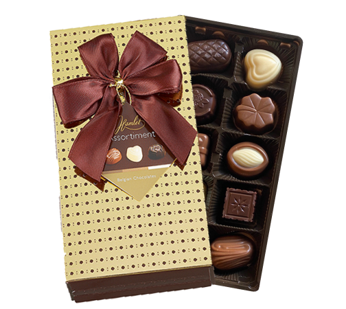 Chokladask guld med prickar