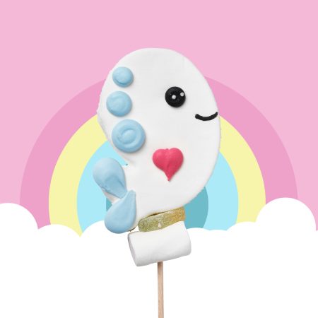 Marshmallowsfigur i form av en val